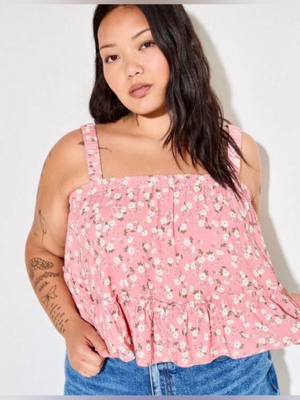 NWT - Torrid Floral Pink Ruffle Camisole Crop Top